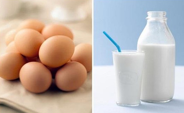 Trứng gà và sữa tươi không đường giúp dưỡng trắng da